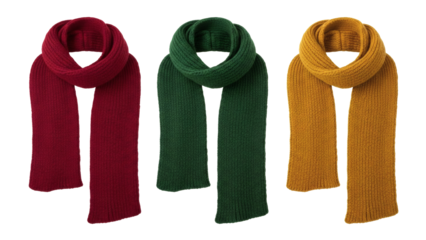 Collection of Stay cozy and stylish with these three colorful knit scarves perfect for winter fashion accessories and seasonal wear