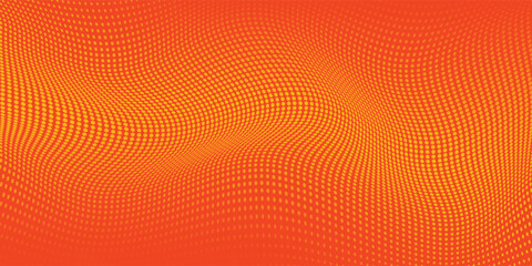 Abstract orange halftone dots, abstract pattern with dark and bright gradient background. digital technology style wall texture ,cartoon or pop art.