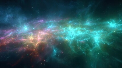 Colorful Space Nebula With Glowing Stars