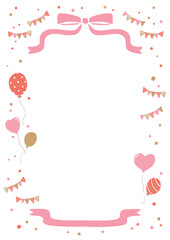 風船と紙吹雪とリボンのフレーム　誕生日・イベント