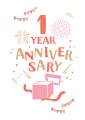 周年記念のかわいいポスター風手描きイラスト