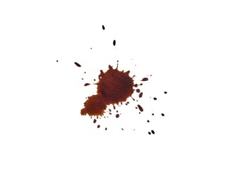 Coffe splash isolated on white background, Top view