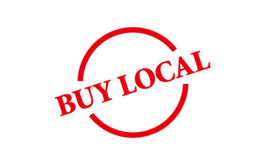 BUY LOCAL - BUY LOCAL text written on Red Rubber Stamp
