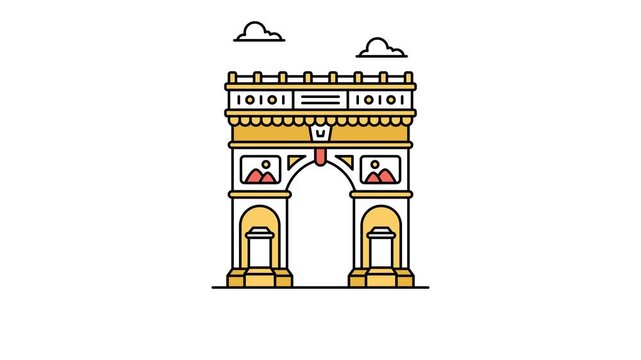 Modern icon of arc de triomphe, a famous paris monument