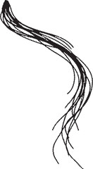 Abstract black wispy strands against a white background