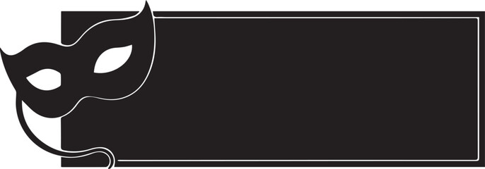 Black masquerade mask silhouette with copy space rectangle