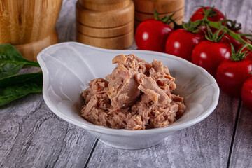 Canned Tuna fish in the bowl