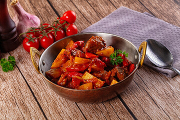 Stew Hungarian goulash with beef and vegetables