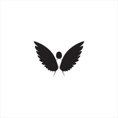 Abstract curved wing shapes forming graceful female silhouette with flow On white Background Vector illustration