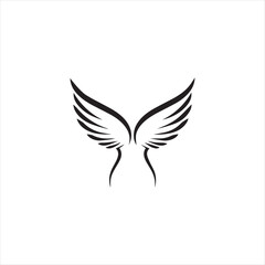 Obraz premium Minimalist curved wings forming elegant female silhouette with organic symmetry On white Background Vector illustration