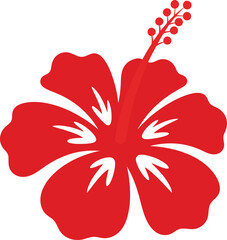 Red Hibiscus Flower Silhouette &mdash; Tropical Vector Illustration