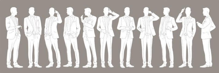 Silhouette Business Group: A cohesive collective of individuals, united in their professional pursuits, presented in an elegant silhouette formation.