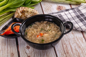 Asian soup with crab and prawn