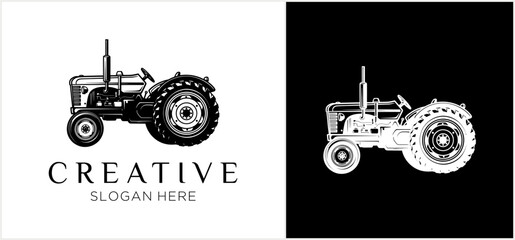 Vintage Tractor Logo Design for Agricultural and Farming Businesses. © fafa