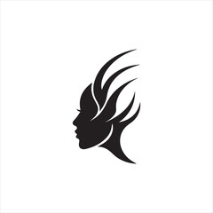 Minimal black smooth vector female silhouette in elegant modern form On white Background Vector illustration
