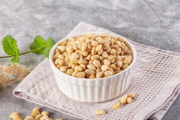 Cedar nut kernel in the bowl