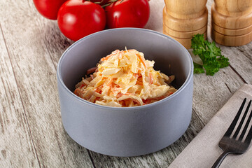 Vegan Coleslaw salad with cabbage and carrot
