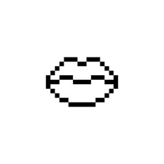 Pixel lips icon woman mouth. Retro 8-bit style, minimal and expressive. Suitable for UI, chat emotions, game interfaces, stickers, and digital design.