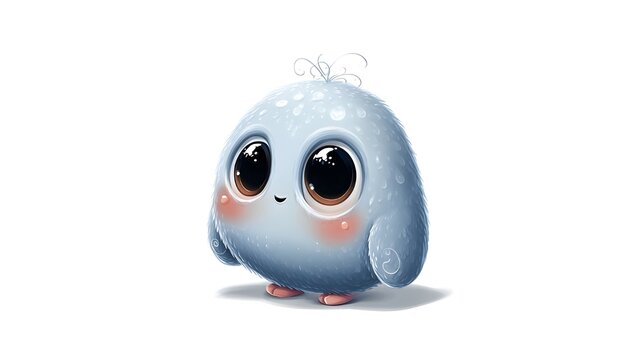Cute Fluffy Baby Bird/Creature Character with Big Eyes