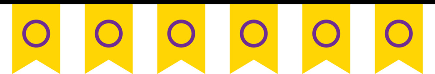 Seamless yellow with purple circle as intersex flag party bunting. LGBTQI concept. Flat design illustration.

