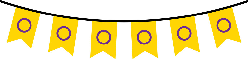 Seamless yellow with purple circle as intersex flag party bunting. LGBTQI concept. Flat design illustration.

