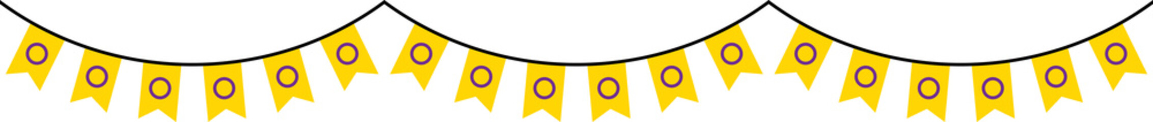 Seamless yellow with purple circle as intersex flag party bunting. LGBTQI concept. Flat design illustration.

