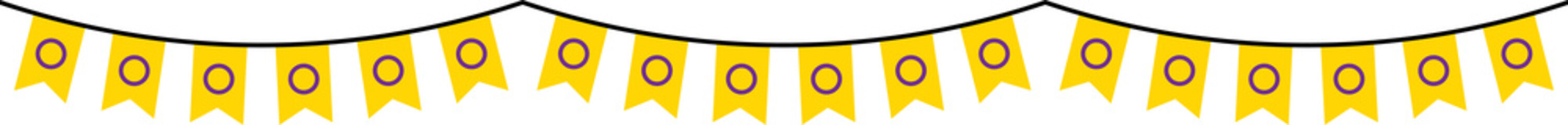 Seamless yellow with purple circle as intersex flag party bunting. LGBTQI concept. Flat design illustration.

