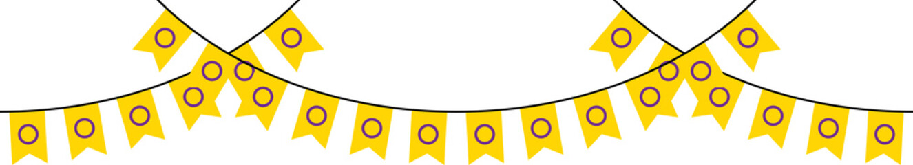 Seamless yellow with purple circle as intersex flag party bunting. LGBTQI concept. Flat design illustration.

