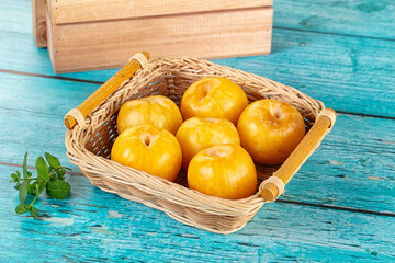 Raw ripe sweet yellow plums