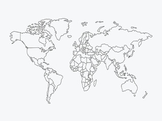 World Map Outline with Country Borders
