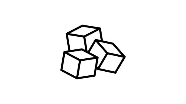 A well designed sugar cubes animated icon, depicting small, white cubes, symbolizes sweetness and a common coffee and tea additive.