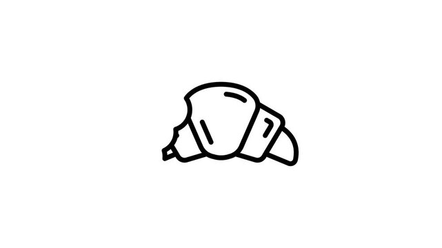 A croissant bread animated icon, representing a buttery and flaky pastry, perfect for breakfast or as a snack.