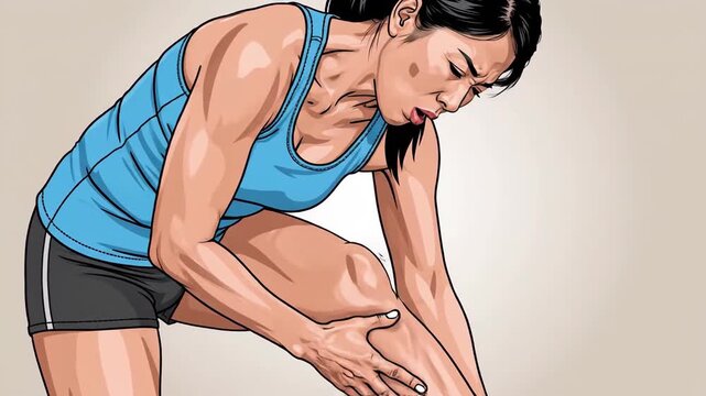Woman Experiencing Pain In Leg And Knee, Illustrating Sport Injury Or Muscle Strain