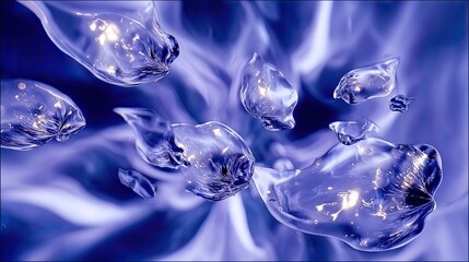 Abstract Glowing Crystal Forms In Blue Purple Background