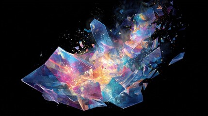 Abstract Colorful Crystal Explosion