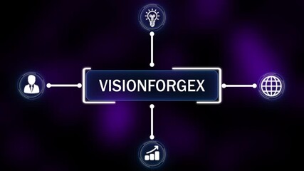 Vision Forge X business concept with icons dark and purple background 4k animation video  - Powered by Adobe