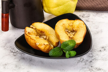 Baked quince with honey and cedar