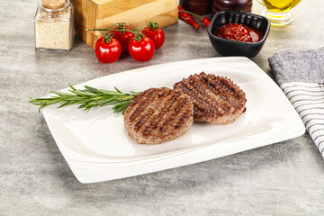 Grilled two beef burger cutlet