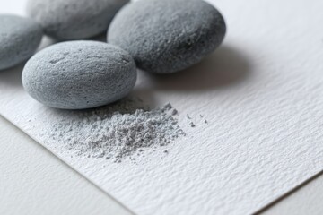Gray Stones And Powder On White Background