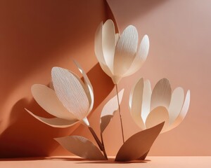 Elegant 3D Floral Arrangement On Beige Background