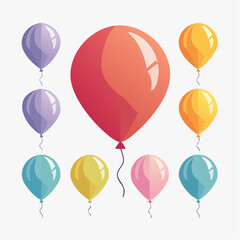Naklejka premium Collection of colorful balloons floating in the air for celebration and decoration purposes