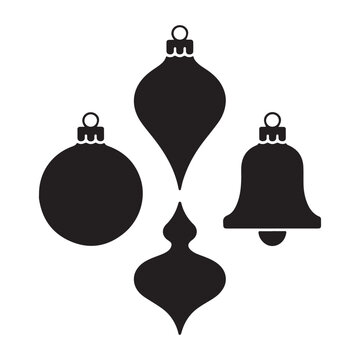 Ball ornament smooth round festive holiday decoration hanging silhouette vector illustration