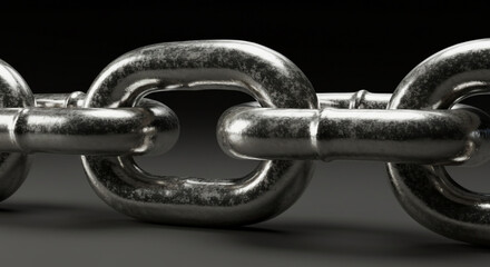 Fototapeta premium Metallic chain links close up on dark background