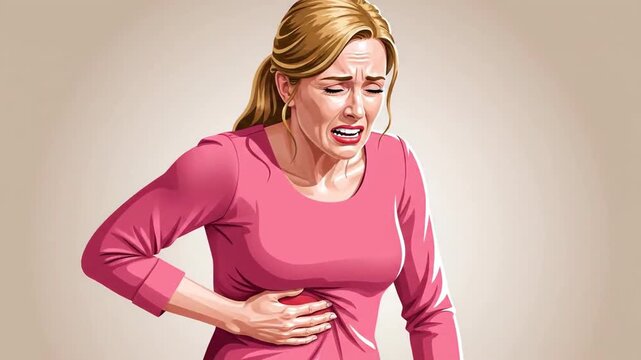 Woman Experiencing Stomach Pain: A Visual Representation of Abdominal Discomfort