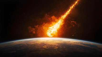 地球に落下する隕石のイメージイラスト