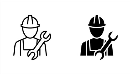 Mechanic icon set. Worker engineer technician vector illustration on white background