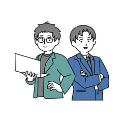  背中合わせの男のビジネスマンのイメージ素材