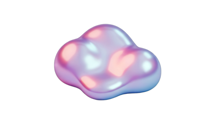 Abstract Iridescent Blob Floating on White Background