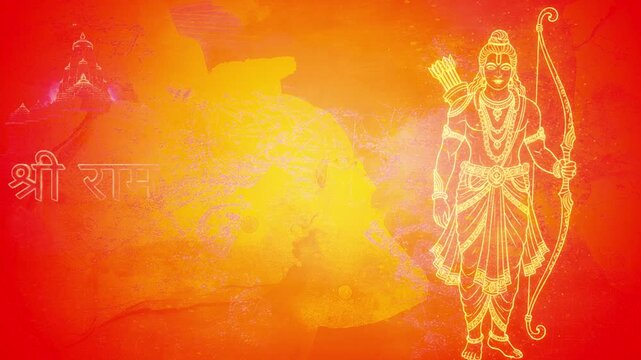 Lord Ram Animation with Premium Saffron Background &ndash; Hindu Religious Spiritual Video