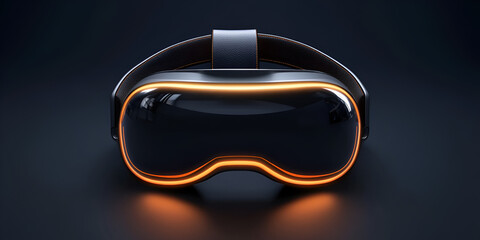 Elegant VR Headset with Leather Padding and Glowing Triangular Accent